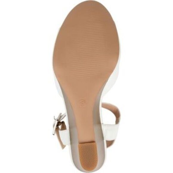 JOURNEE COLLECTION Womens White Stretch Ricci Round Toe Wedge Sandals 10 M - Picture 3 of 4